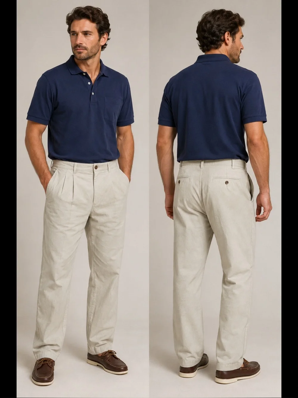 American Trouser Men’s 32x34L Cement Pleated 100% Cotton Pants
